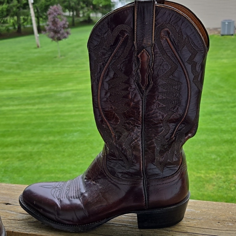 Lucchese 2000 Milano Goat Antique Brown Leather Cowboy Boots T3083R4 9.5 D - Picture 4 of 11